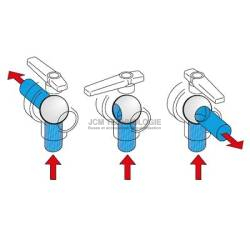 Vanne 3 voies Arag Polypropylene ø3/4" - Sphere percage en L - Max 16 bar